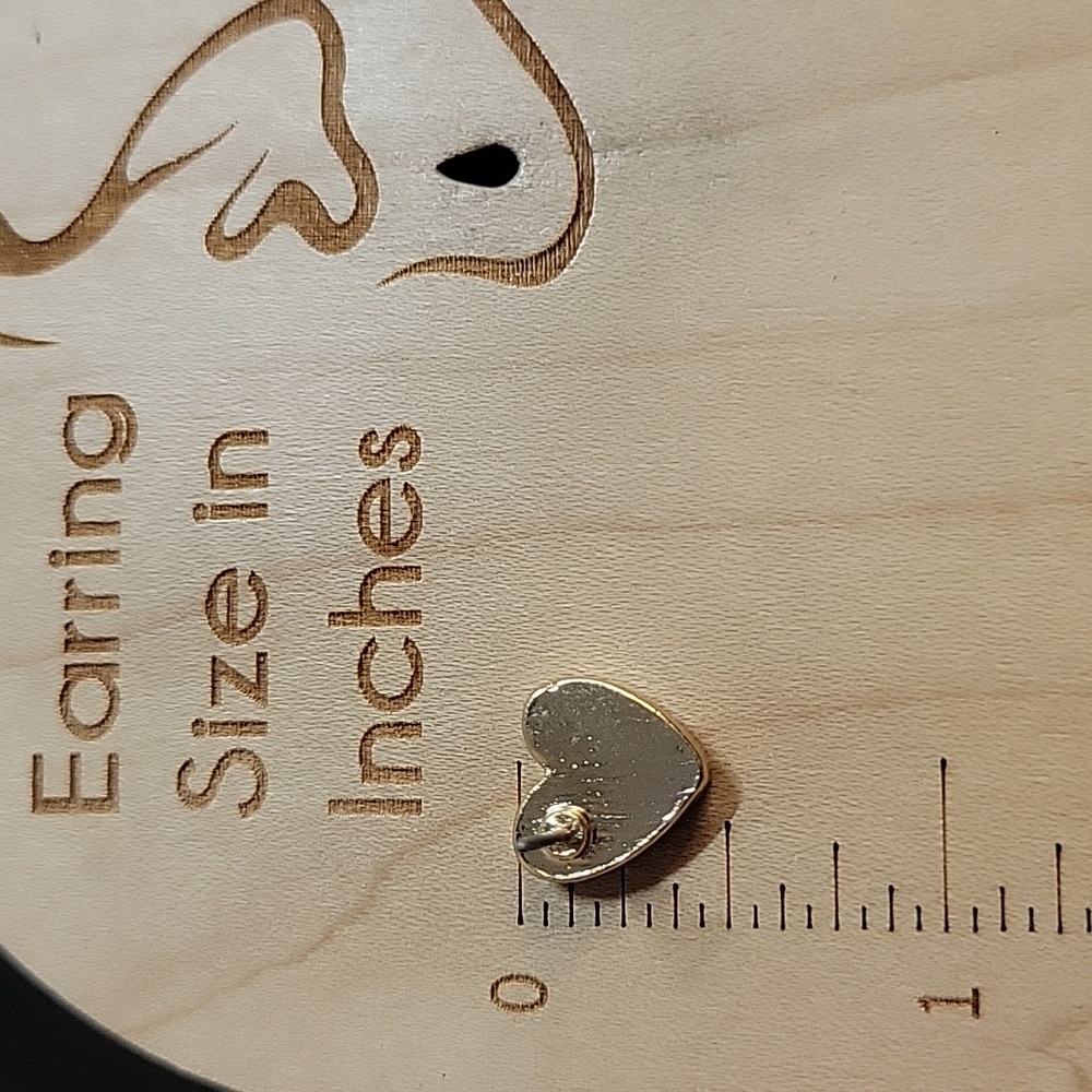 Gold and Black Heart Stud Earrings - Picture 5 of 7